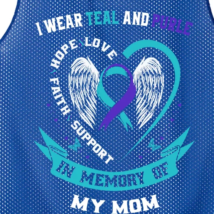 I Wear Teal And Purple In Memory Of My Mom Suicide Awareness Gift Mesh Reversible Basketball Jersey Tank