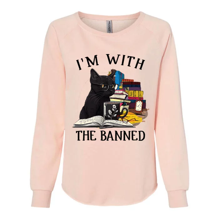 Im With The Banned Read Banned Books Lover BookWorm Womens California Wash Sweatshirt