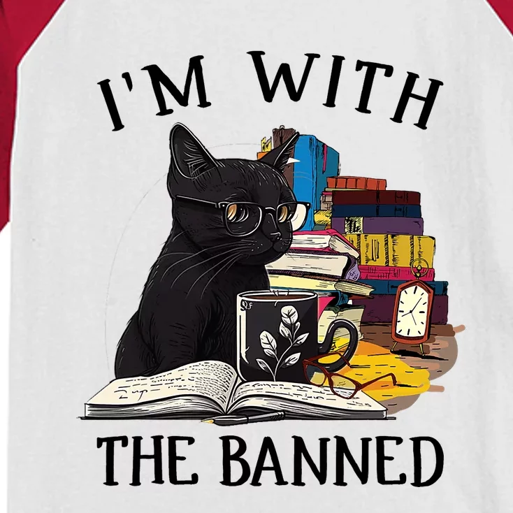 Im With The Banned Read Banned Books Lover BookWorm Kids Colorblock Raglan Jersey