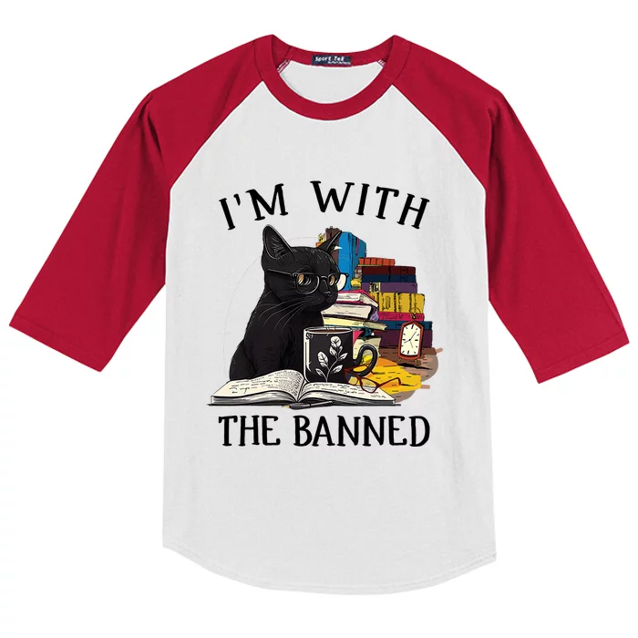 Im With The Banned Read Banned Books Lover BookWorm Kids Colorblock Raglan Jersey