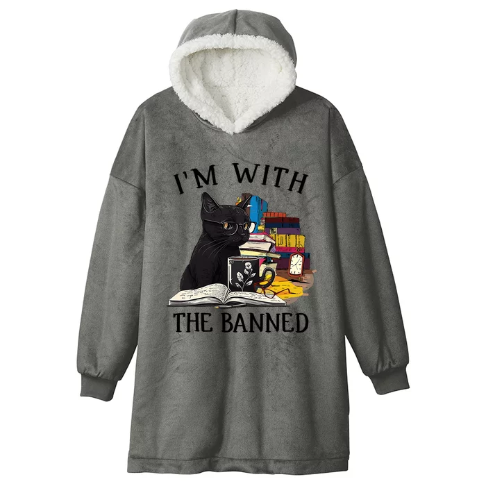 Im With The Banned Read Banned Books Lover BookWorm Hooded Wearable Blanket