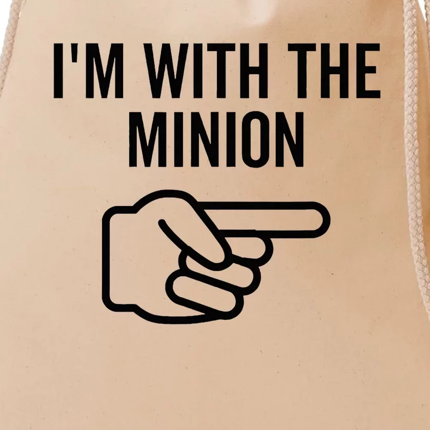 IM With The Minion Funny Couples Matching Halloween Costume IM With The Minion Drawstring Bag