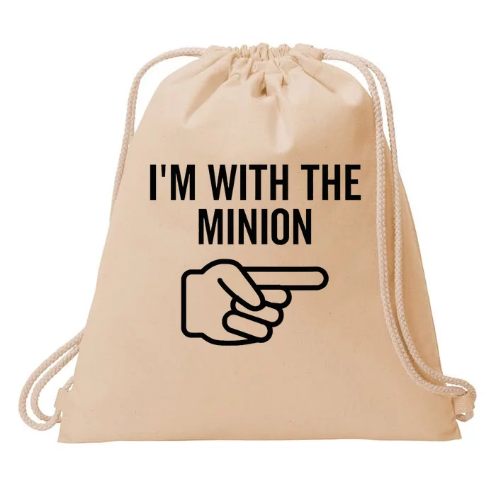 IM With The Minion Funny Couples Matching Halloween Costume IM With The Minion Drawstring Bag