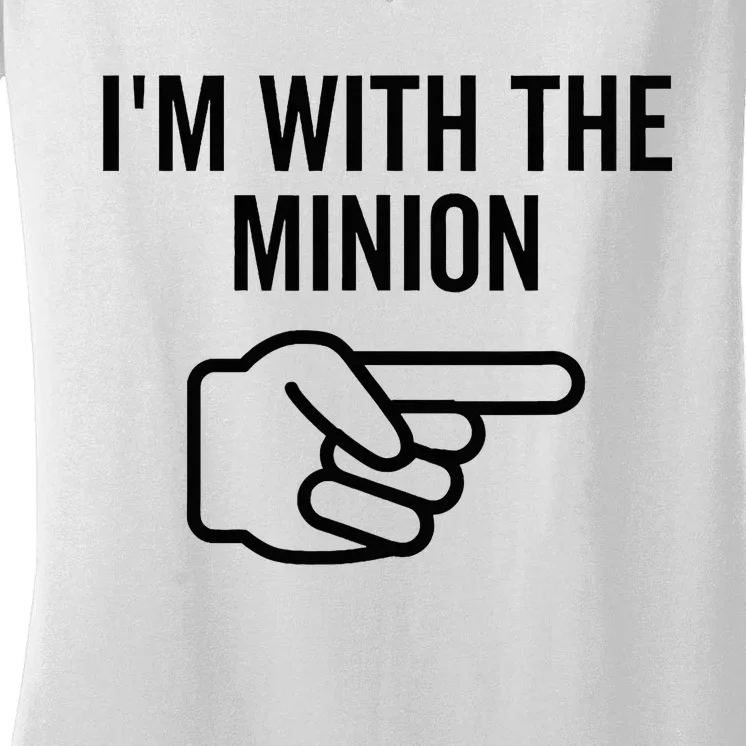 IM With The Minion Funny Couples Matching Halloween Costume IM With The Minion Women's V-Neck T-Shirt