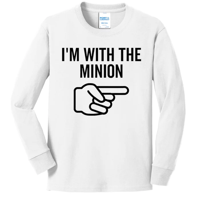 IM With The Minion Funny Couples Matching Halloween Costume IM With The Minion Kids Long Sleeve Shirt