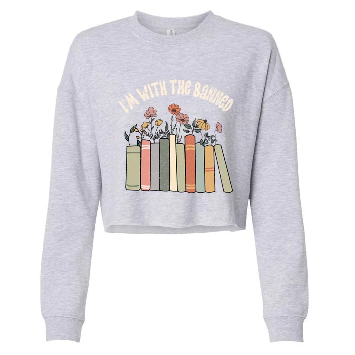 Im With The Banned Books Social Justice Reading Librarian Cute Gift Cropped Pullover Crew