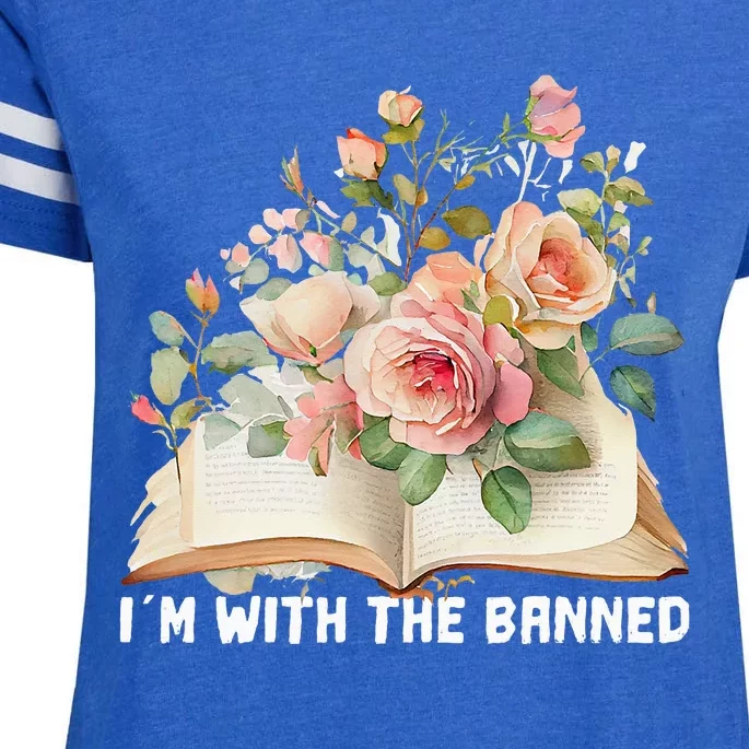 I'm With The Banned Books I Read Banned Books Lovers Enza Ladies Jersey Football T-Shirt