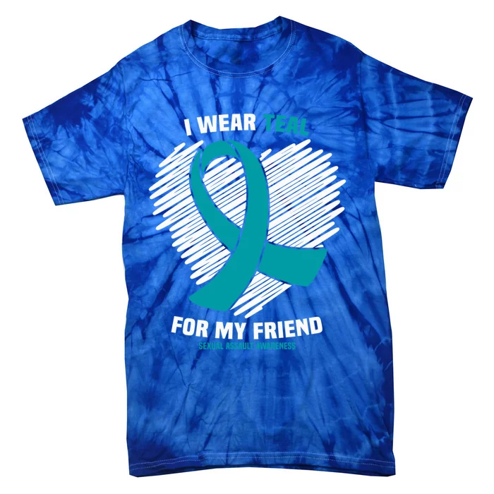 I Wear Teal For My Friend Sexual Assault Awareness Great Gift Tie-Dye T-Shirt