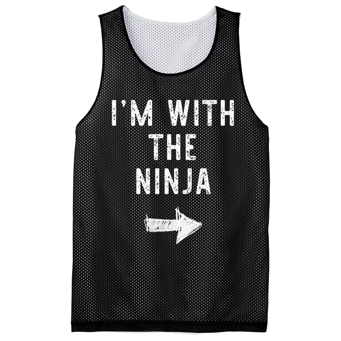 IM With The Ninja Costume Halloween Matching Couple Mesh Reversible Basketball Jersey Tank