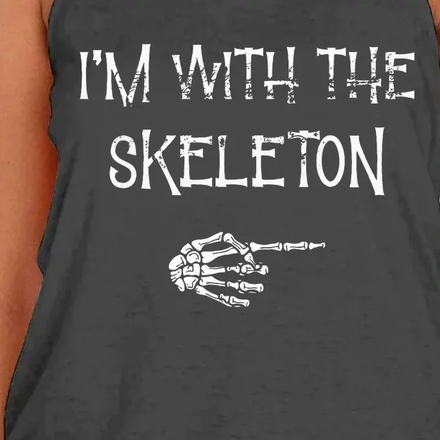 IM With The Skeleton Matching Couple Costume Halloween Women's Knotted Racerback Tank