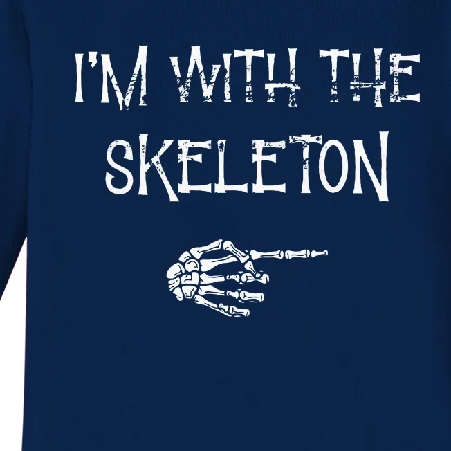 IM With The Skeleton Matching Couple Costume Halloween Baby Long Sleeve Bodysuit