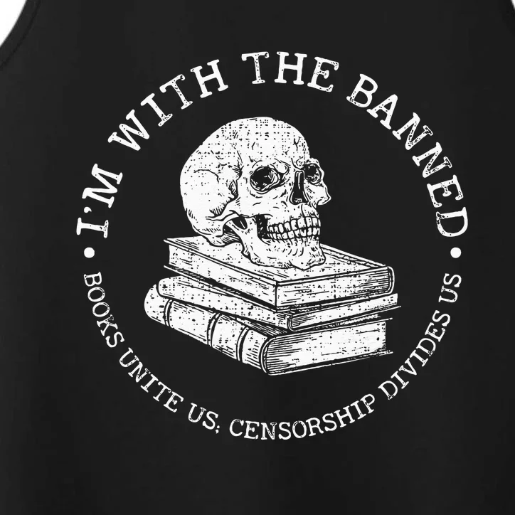 Im With The Banned Books Funny Book Lover Librarian Performance Tank