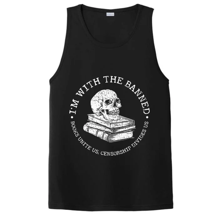 Im With The Banned Books Funny Book Lover Librarian Performance Tank