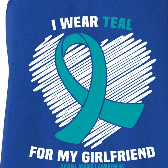 I Wear Teal For My Friend Sexual Assault Awareness Gift Women's Racerback Tank