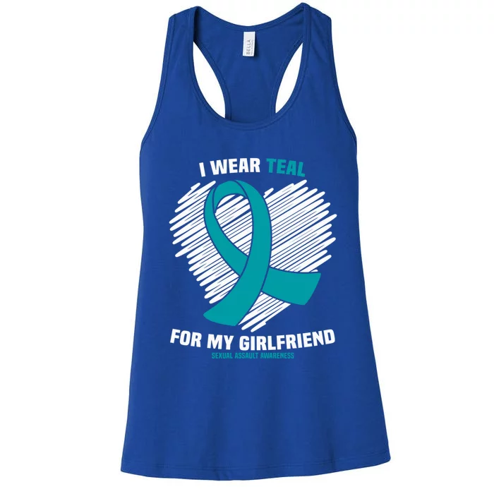 I Wear Teal For My Friend Sexual Assault Awareness Gift Women's Racerback Tank