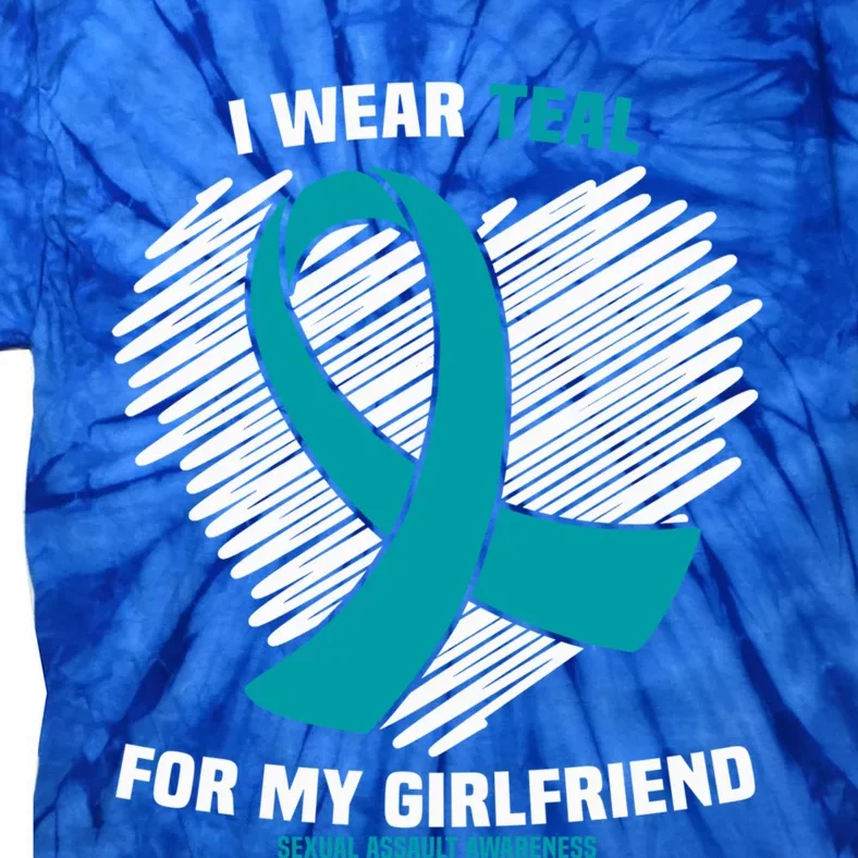 I Wear Teal For My Friend Sexual Assault Awareness Gift Tie-Dye T-Shirt