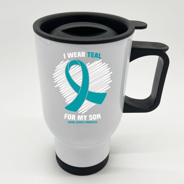 I Wear Teal For My Son Sexual Assault Awareness Gift Front & Back Stainless Steel Travel Mug