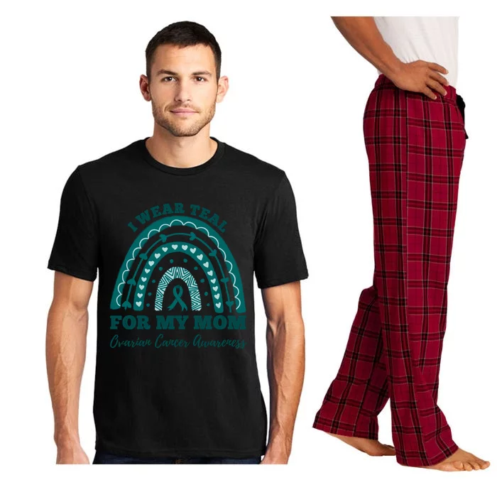 I Wear Teal For My Mom Ovarian Cancer Awareness Rainbow Gift Pajama Set