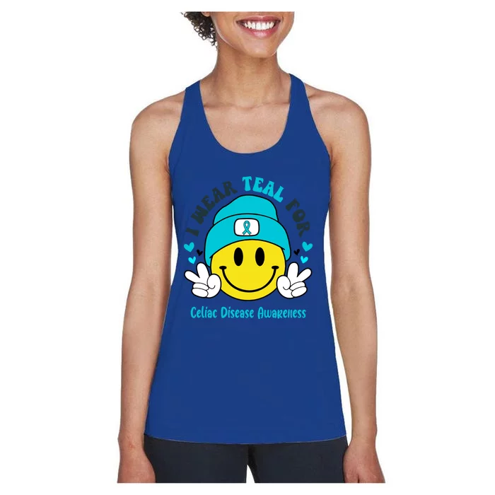 I Wear Teal For Celiac Disease Awareness Gift Women's Racerback Tank