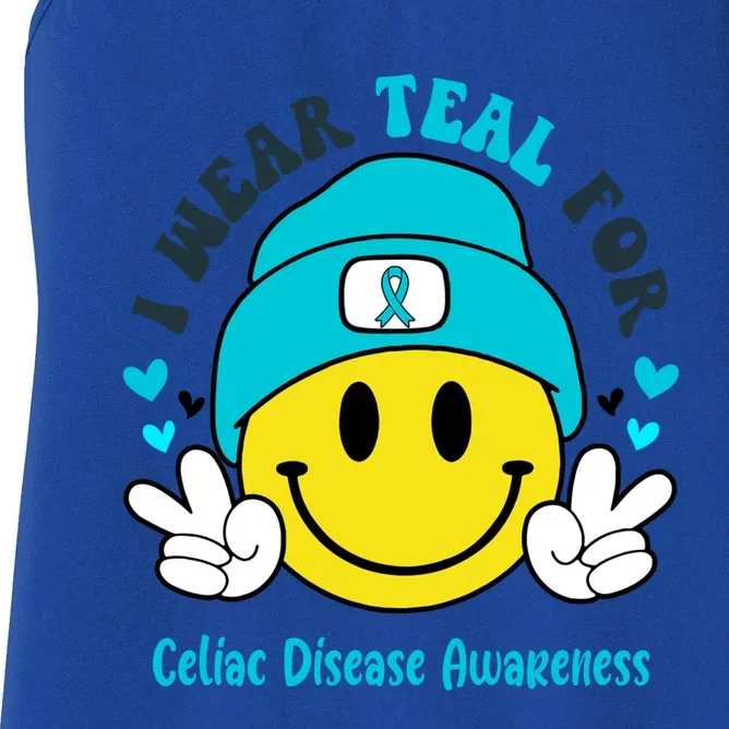 I Wear Teal For Celiac Disease Awareness Gift Women's Racerback Tank