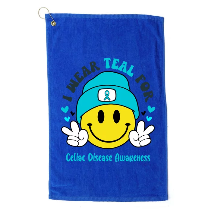 I Wear Teal For Celiac Disease Awareness Gift Platinum Collection Golf Towel