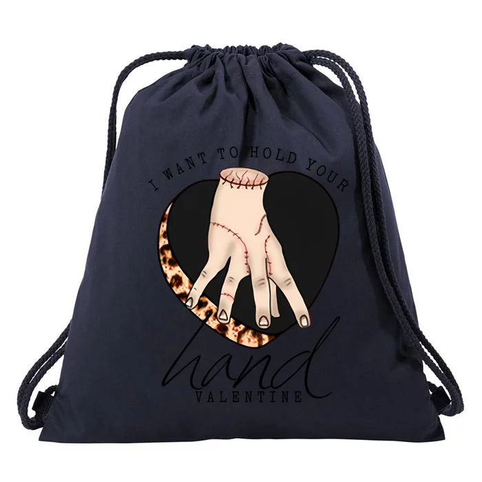 I Want To Hold Your Hand Valentine's Day Thing Hand Wesnesday Drawstring Bag