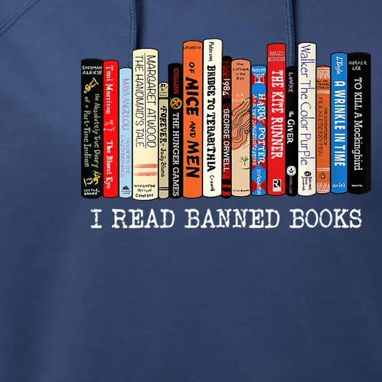 I'm With The Banned Funny Bookworm Shirt Banned Book Performance Fleece Hoodie