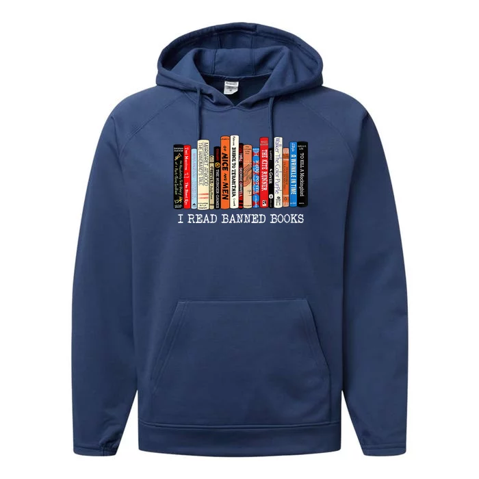 I'm With The Banned Funny Bookworm Shirt Banned Book Performance Fleece Hoodie