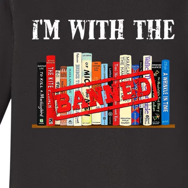 I'm With The Banned Funny Book Readers I Read Banned Books Baby Long Sleeve Bodysuit