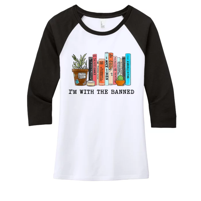 Im With The Banned Books I Read Banned Books Lovers Women's Tri-Blend 3/4-Sleeve Raglan Shirt