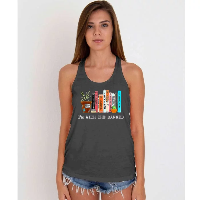 Im With The Banned I Read Banned Books Women's Knotted Racerback Tank