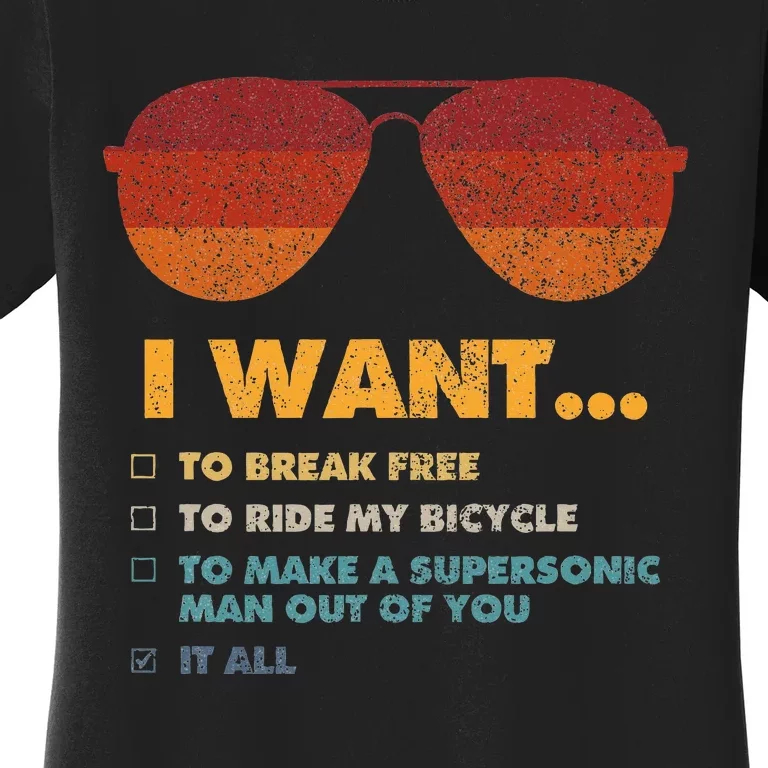 I Want To Ride My Bicycle I Aviator Sunglasses Women's T-Shirt