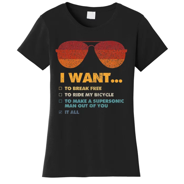 I Want To Ride My Bicycle I Aviator Sunglasses Women's T-Shirt