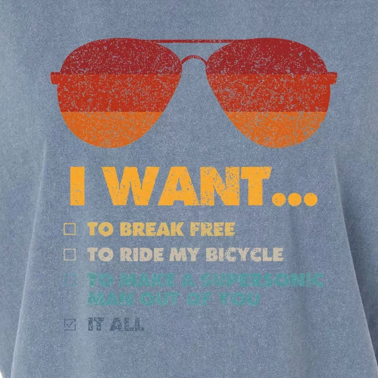 I Want To Ride My Bicycle I Aviator Sunglasses Garment-Dyed Women's Muscle Tee