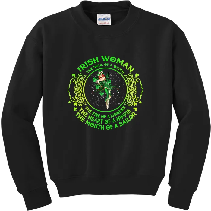 IRISH WOMAN The Soul Of A Witch Shamrock St Patrick's Day Kids Sweatshirt