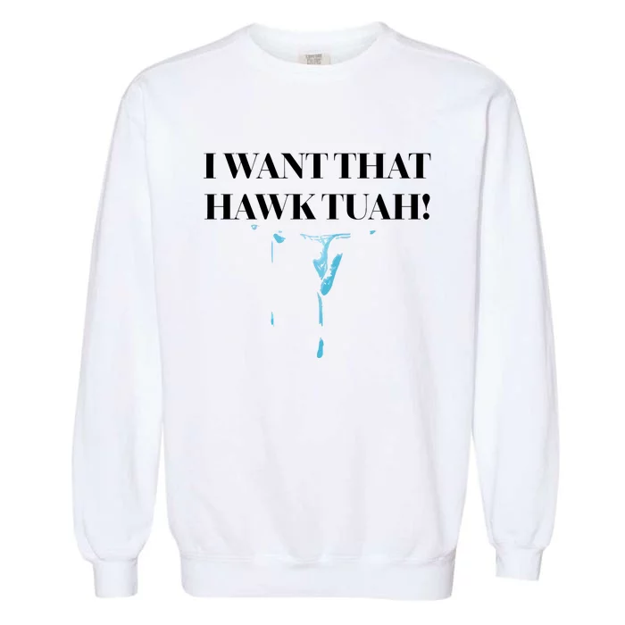 I Want That Hawk Tuah Garment-Dyed Sweatshirt