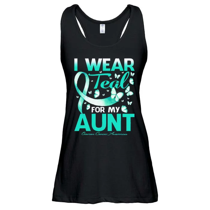 I Wear Teal For My Aunt Ovarian Cancer Awareness Ladies Essential Flowy Tank