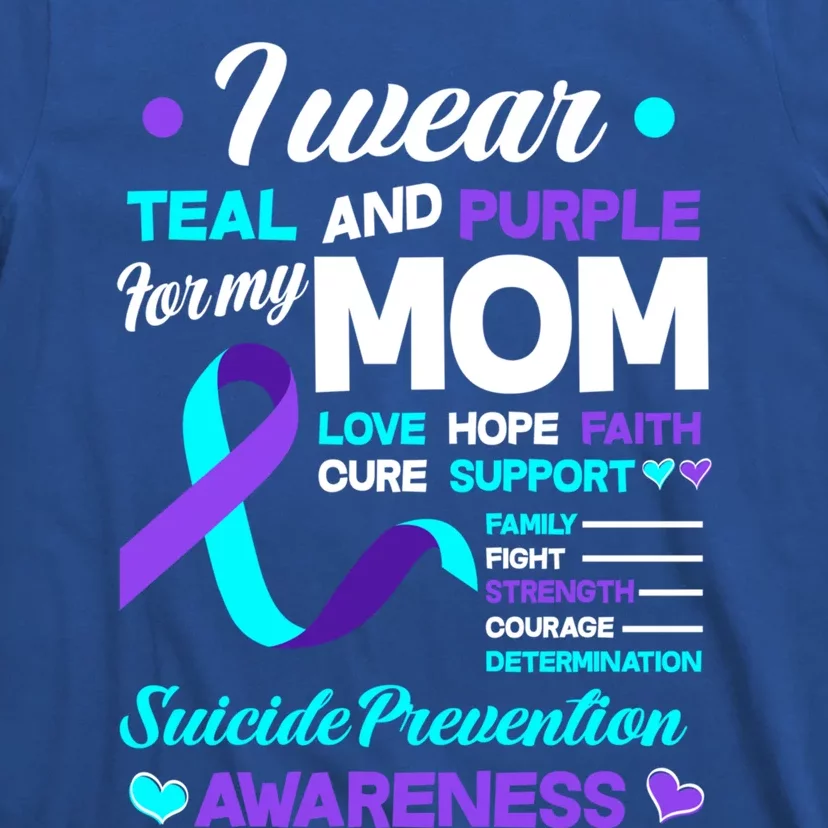 I Wear Teal And Purple For My Mom Suicide Prevention Awareness Gift T-Shirt