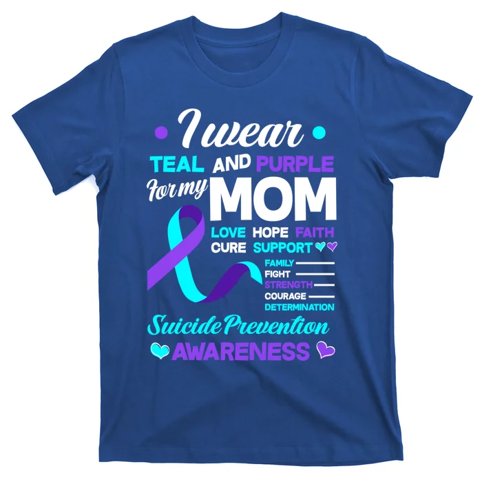 I Wear Teal And Purple For My Mom Suicide Prevention Awareness Gift T-Shirt