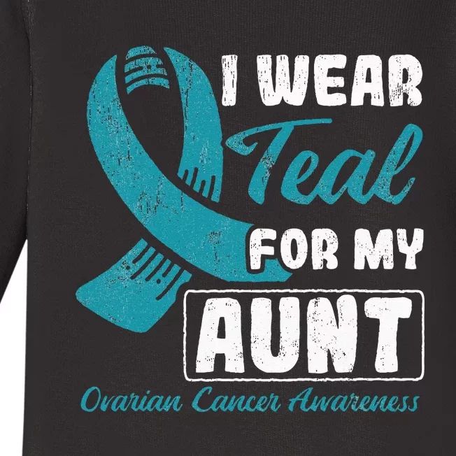 I Wear Teal For My Aunt Ovarian Cancer Baby Long Sleeve Bodysuit