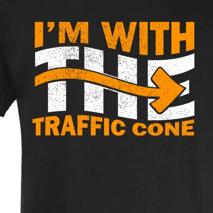 IM With The Traffic Cone Costume Funny Halloween Couple Garment-Dyed Heavyweight T-Shirt