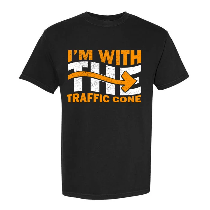 IM With The Traffic Cone Costume Funny Halloween Couple Garment-Dyed Heavyweight T-Shirt