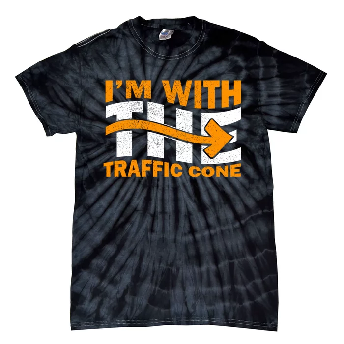 IM With The Traffic Cone Costume Funny Halloween Couple Tie-Dye T-Shirt