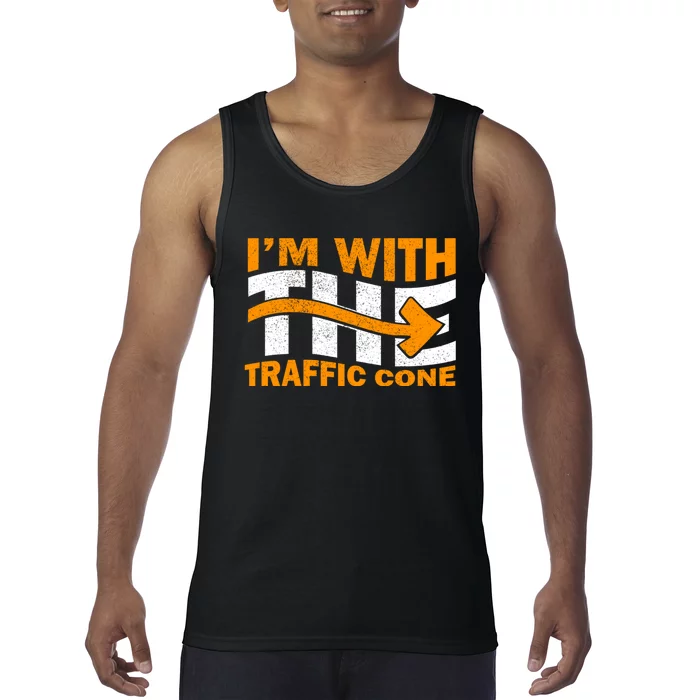 IM With The Traffic Cone Costume Funny Halloween Couple Tank Top