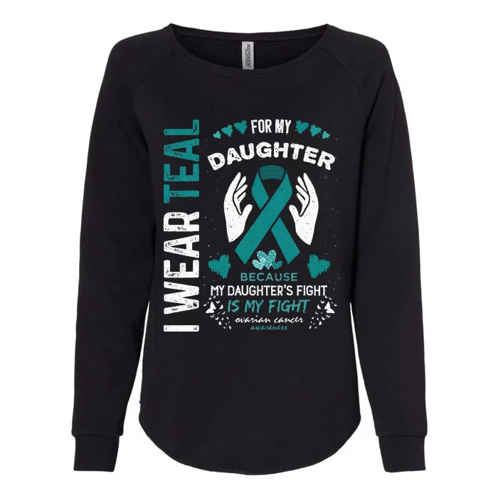 I Wear Teal For My Daughter Ovarian Cancer Ribbon Awareness Womens California Wash Sweatshirt