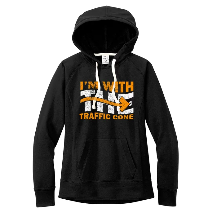 IM With The Traffic Cone Costume Funny Halloween Couple Women's Fleece Hoodie