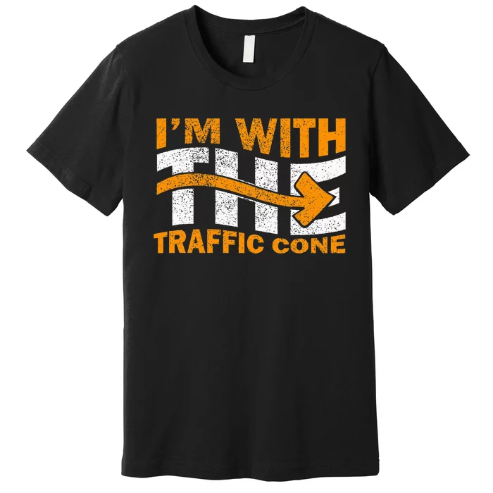 IM With The Traffic Cone Costume Funny Halloween Couple Premium T-Shirt