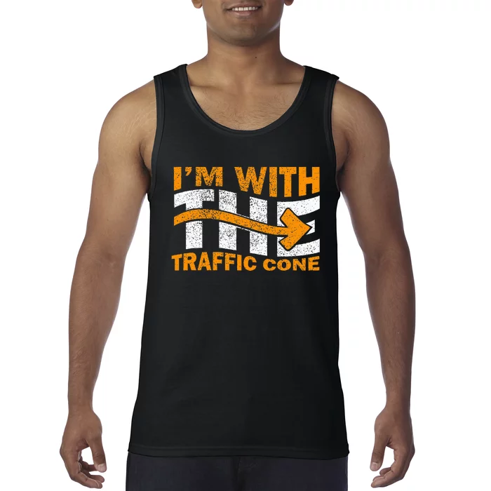 IM With The Traffic Cone Costume Funny Halloween Couple Tank Top