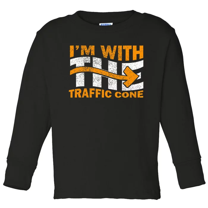 IM With The Traffic Cone Costume Funny Halloween Couple Toddler Long Sleeve Shirt