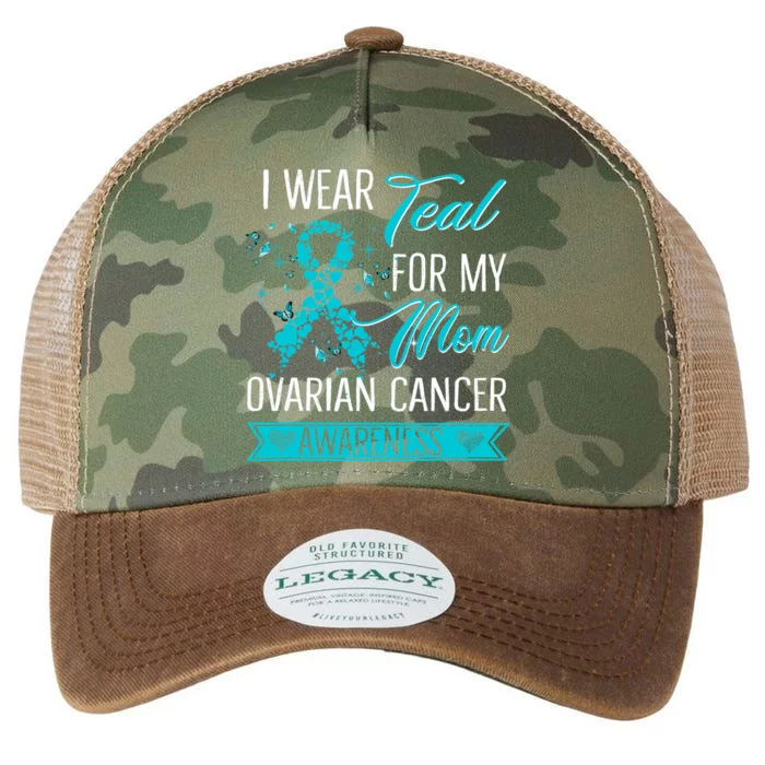 I Wear Teal For My Mom Ovarian Cancer Awareness Gift Legacy Tie Dye Trucker Hat